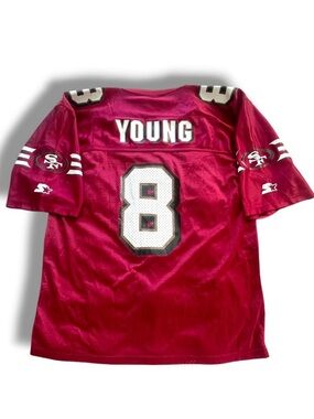 Vintage Starter San Francisco 49ers Steve Young #8 Jersey Red NFL Football 48 L
